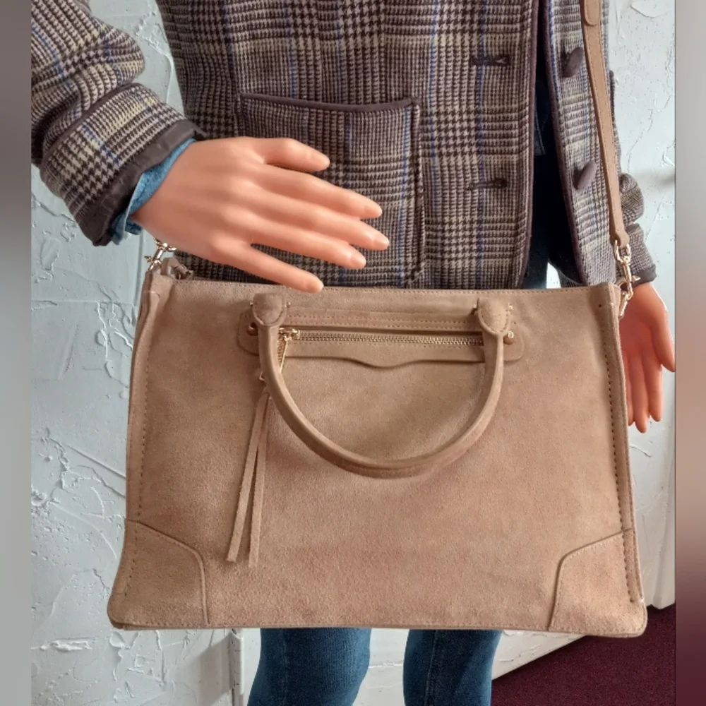 Rebecca Minkoff Suede Regan Satchel, Camel Retail $328